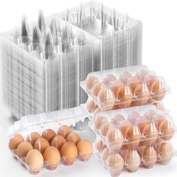 Cartones de plástico para huevos APOCHON, 60 unidades, transparentes, para 12 huevos de gallina
