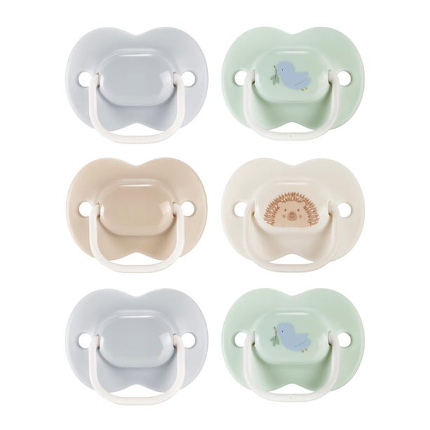 Chupete Tommee Tippee Anytime Matte, de 0 a 6 meses, baglet simétrico, patucos sin BPA, azul/verde, paquete de 6