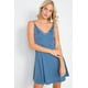 thumbnail image 1 of Vestido Mini Elegante para Festival con Escote en V, Ribete de Encaje y Satén en Color Azul Espuma de Mar, 1 of 5