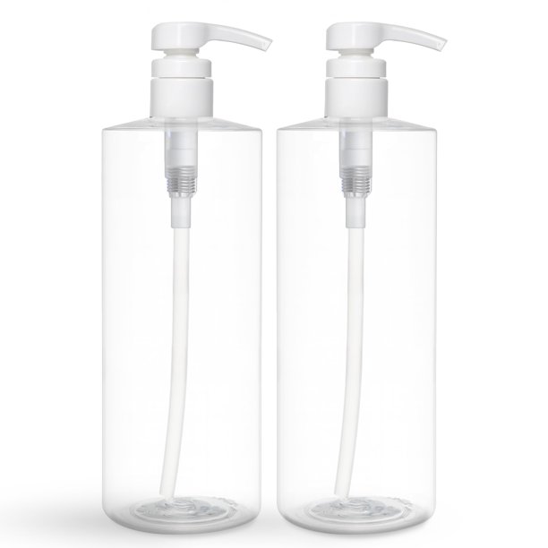BRIGHTFROM Botellas Vacías con Bomba para Champú, 32 OZ / 1 Litro, Contenedores Cilíndricos libres de BPA, Uso Doméstico y Comercial, Pack de 2 - A prueba de fugas