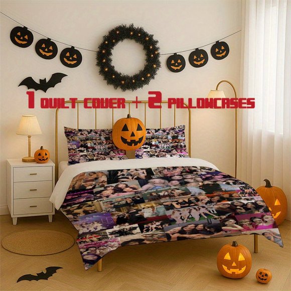 3pcs BLACKPINK Photo Collection Printed Bedding Set Soft Duvet Cover with 2 Pillowcases All Season Comfort