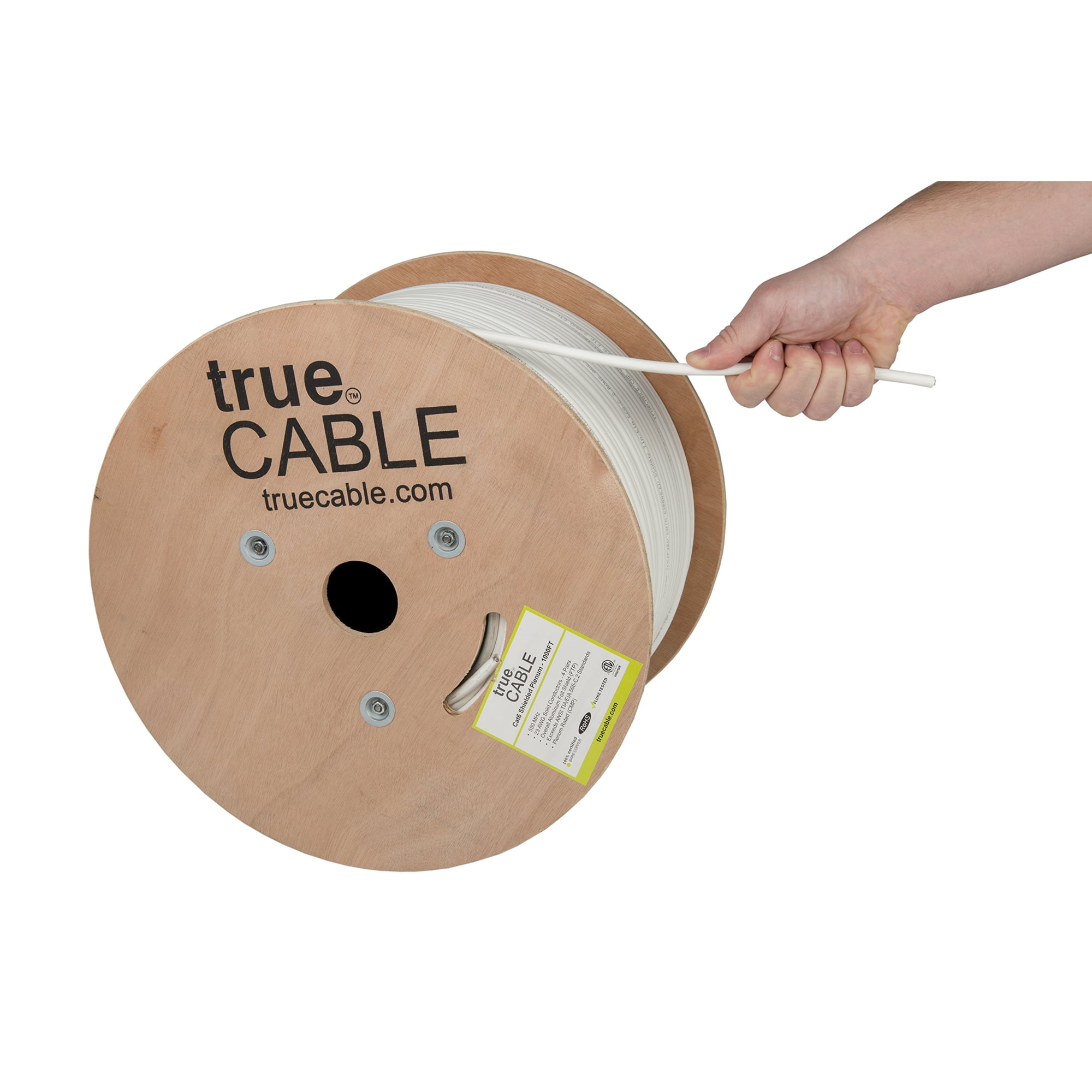Truecable - Cable Ethernet True Cable Cat6, Blindado Plenum, 1000 Pies, Blanco