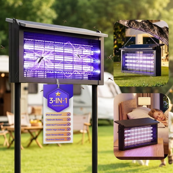 Electrocutor de Mosquitos Aeroguard 4500V Solar 15W Impermeable