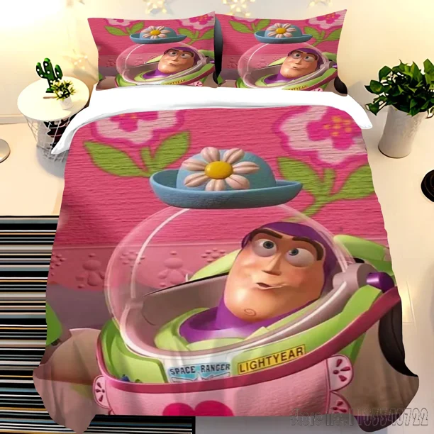 x16 Bed SheetsCartoon Buzz Lightyear Toy Story Anime Duvet Cover Set Comforter Cover Bedclothes for Kids Bedding Sets Bedroom Decor 3-Piece Bedding Set (1 Duvet Cover + 2 Pillow Shams) nj16