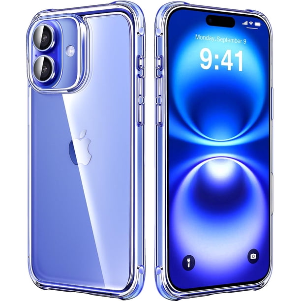 Funda de teléfono Mkeke para iPhone 16, transparente, con protección contra caídas de 4,9 m