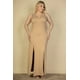 thumbnail image 1 of Vestido Largo con Escote Pronunciado y Abertura en el Muslo, Talla Grande, 1 of 5