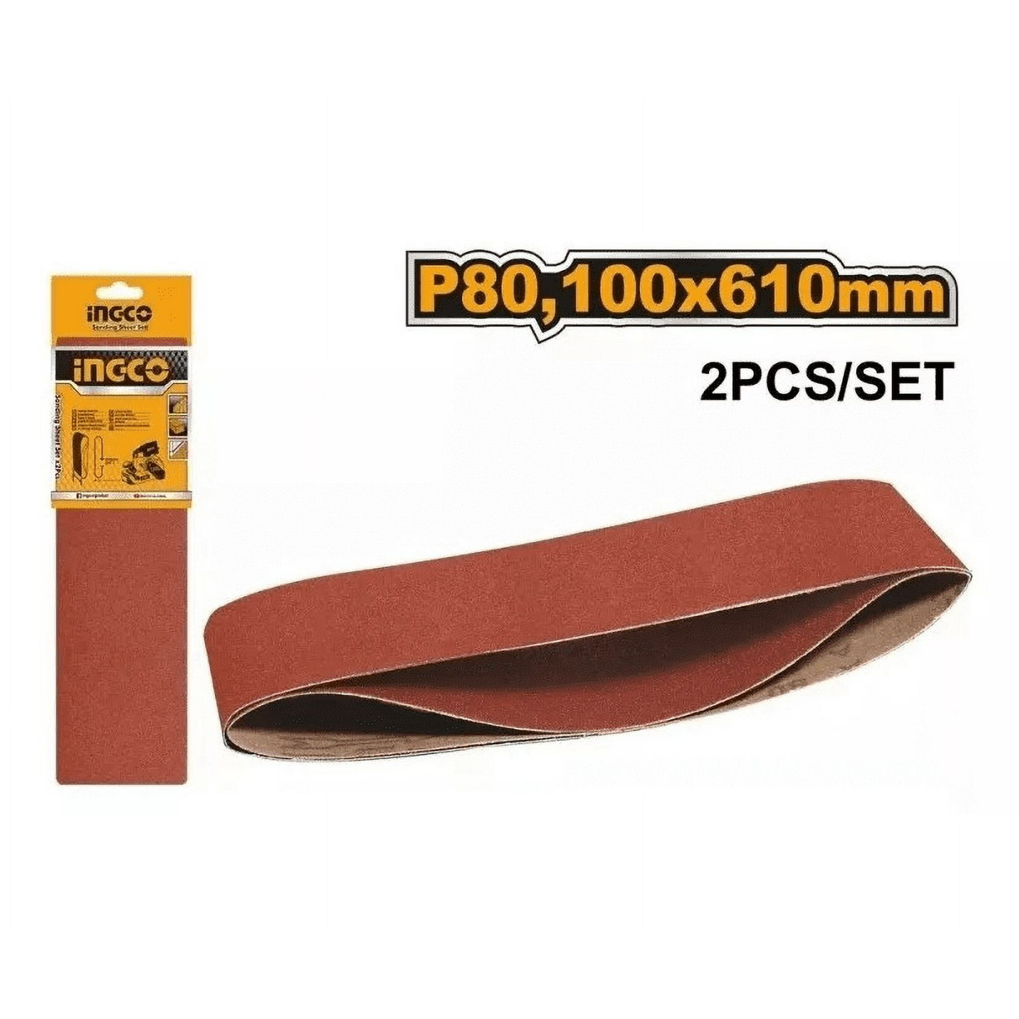Set 2 Lijas De Banda 610x100mm /4x24 Ingco Grano80 Bsp020801