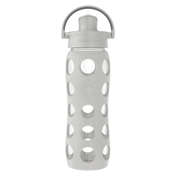 Botella Lifefactory de vidrio 620 ml gris piedra con tapa activa