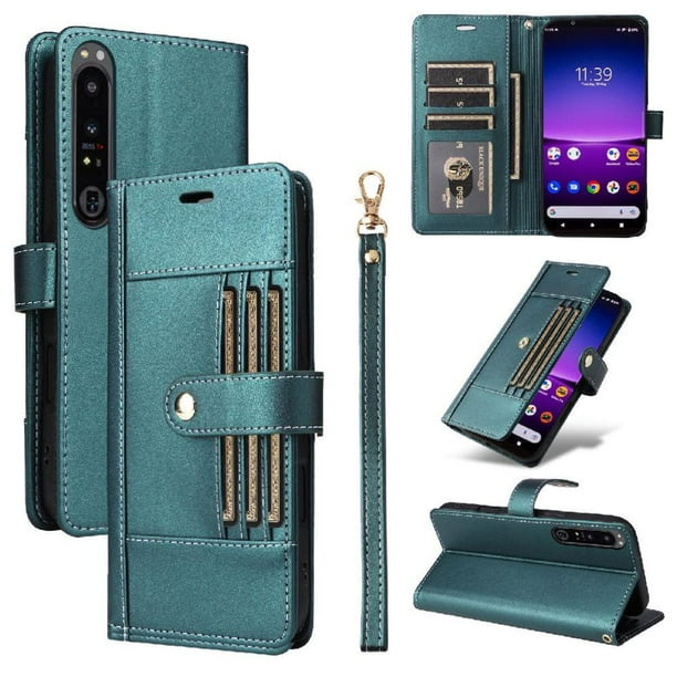 FOXDOCK Funda tipo Cartera para Sony Xperia 1 IV – Cubierta de Cuero PU con Múltiples Ranuras, Bolsillo para Efectivo y Correa de Muñeca