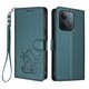 thumbnail image 1 of Xiaomi Redmi 15C 4G/5G Funda Billetera con Estampado de Gato, Verde Oscuro, 1 of 6