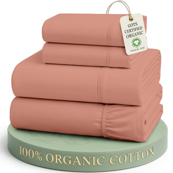 Juego de sábanas LANE LINEN King de algodón orgánico Rosa Amanecer