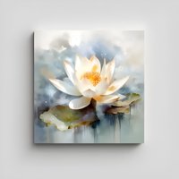 Genérico - Cuadro Flor De Loto Óleo 20X20 Cm