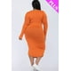 thumbnail image 2 of Saronite Vestido Midi Básico de Manga Larga con Cuello Abierto, Mango (Talla Grande para Mujer), 2 of 4