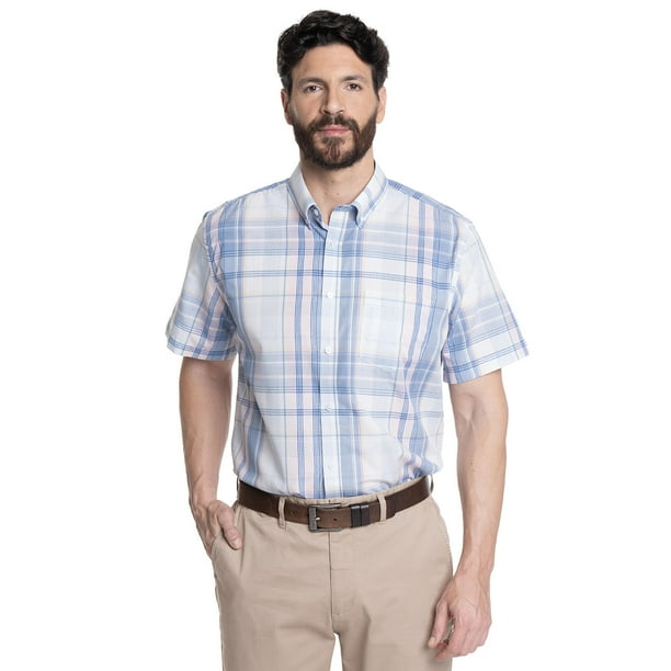 Camisa Hombre Manga Corta Fantasía Premium Cuello Semi Italiano
