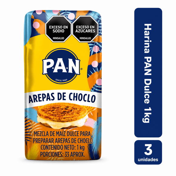 Pack 3 Harina de Maiz Dulce PAN 1 Kilogramo