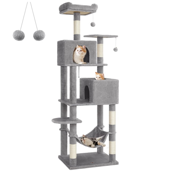 Árbol Para Gatos 191 Cm Gris Claro Con 5 Rascadores