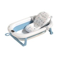 Babyluna - Tina Bañera Plegable Bebé Con Termómetro Y Cojín Azul