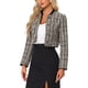 thumbnail image 4 of INSPIRE CHIC Chaqueta Corta de Tweed para Mujer con Cuello Mao, Doble Botonadura, Elegante Blazer de Cuadros para Oficina, Talla XL, Caqui Claro, 4 of 6