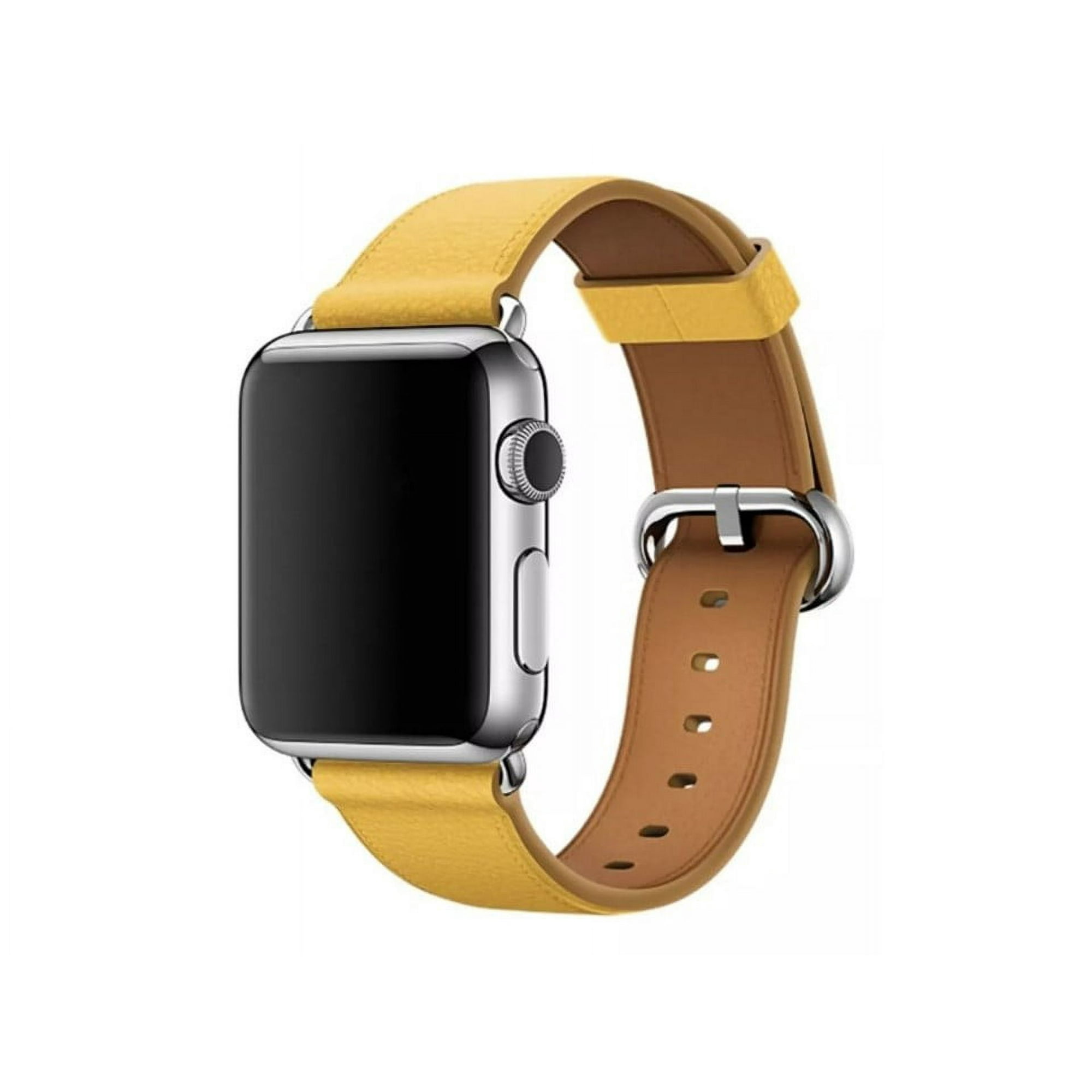 Genérico - Correa Cuero Compatible Iwatch Apple Watch 42/44/45mm Mostaza