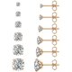 thumbnail image 1 of Juego de 6 pares de pendientes de botón Wssxc CZ 3‑8 mm en oro rosado, 1 of 8