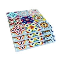 Oem - Set 4 Posavasos Colorido Ceramica Y Corcho 4 Piezas Cuadrado M5