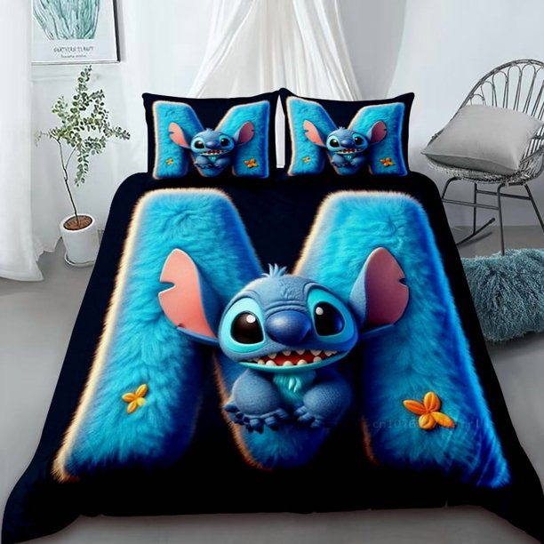 Stitch Duvet Cover Bedding Set, Soft Microfiber Quilt Cover with Zipper Queen King Size Home Bedroom Decoration Holiday GiftBed Sheets