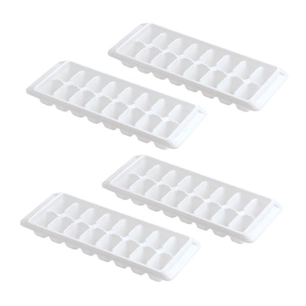 Bandeja para cubitos de hielo Kitch, fácil de liberar, blanca, 16 bandejas (paquete de 4)