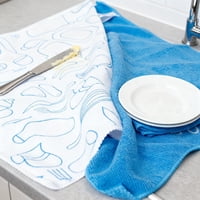 Aileda Paños De Limpieza De Cocina, Paquete De 2 Unidades (Blanco/Azul)40X48Cm