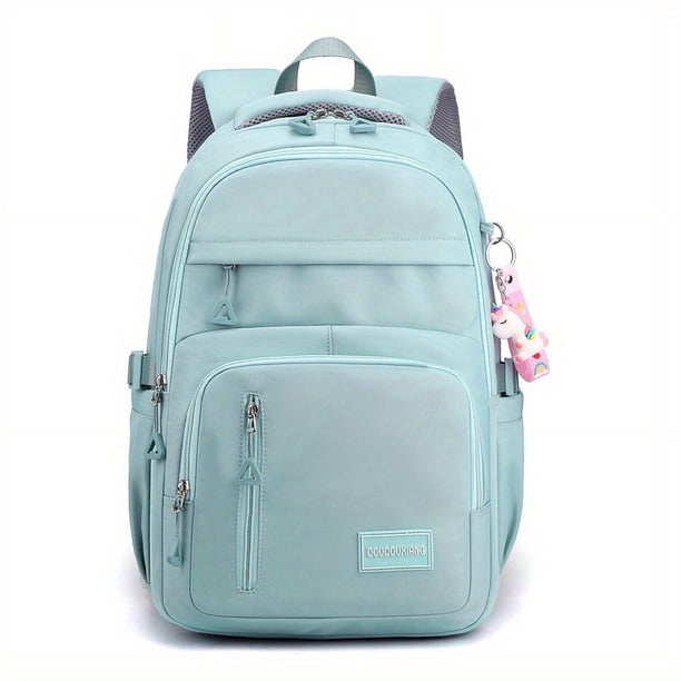 Large Capacity Waterproof Backpack, Solid Color Fashion Casual Nylon Laptop Bag With Adjustable Strap, Trendy Versatile Cute School Bag For Girls & Women