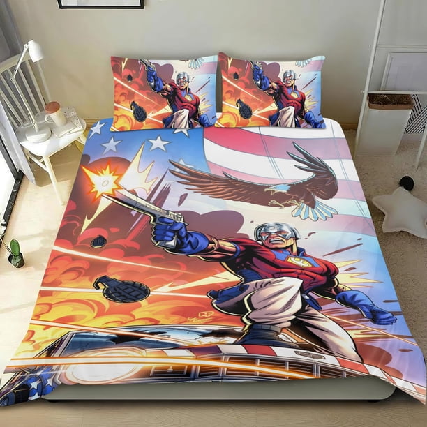 Pacificador Conjunto de sábanas temático, trío de piezas, cómodo y amigable con la piel, diseño único, regalo de decoración para el hogar para familiares, amigos y fans,173cm *218cm