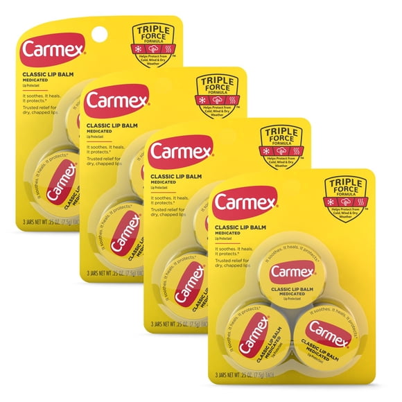Bálsamo labial Carmex, humectante medicado para labios, 7 ml (4 paquetes de 3)