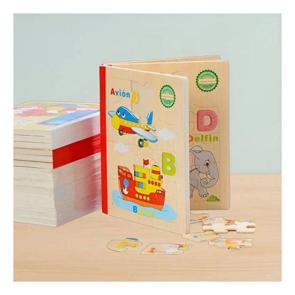 Rompecabezas Libro Didáctico De Madera