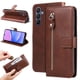 thumbnail image 1 of Funda tipo cartera para Samsung Galaxy A16 con bolsillo con cremallera y ranuras para tarjetas – Función de soporte Marrón, 1 of 6