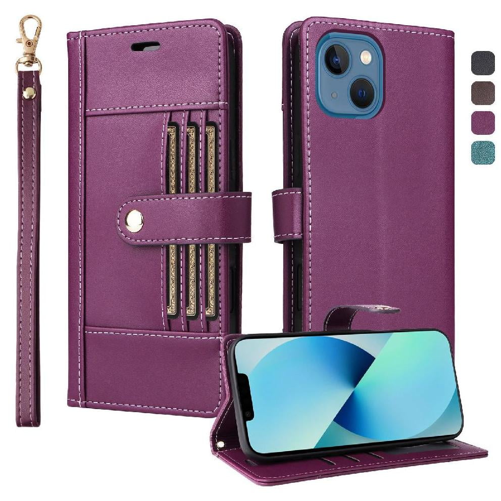 Foxdock Funda Tipo Cartera Para Iphone 15 – Cubierta De Cuero Pu Con Múltiples Ranuras, Bolsillo Para Efectivo Y Correa De Muñeca