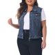thumbnail image 4 of Chaleco de mezclilla sin mangas con cremallera y botones para mujer de talla grande Agnes Orinda 2X Azul lavado nieve, 4 of 6