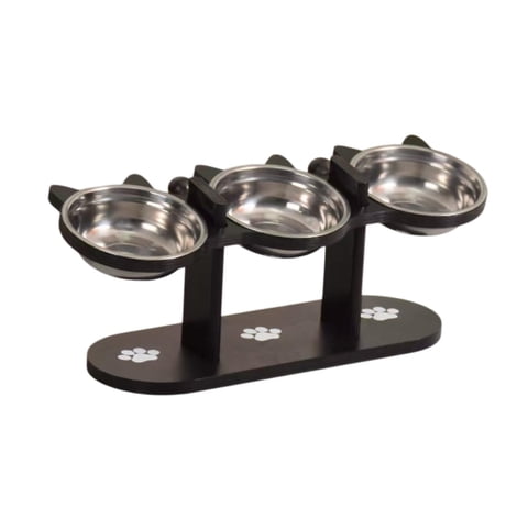 Magideal - Aumento De Las Cáscaras De Gato Tazón De Alimentación De La Estación De Alimentación Del Tazón Placa De Cachorro De La Luz Alimentanza De Mascotas Por Stand Negros