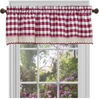 Cortinas Con Cenefa Achim Buffalo Check, 148 X 36 Cm, Color Burdeos