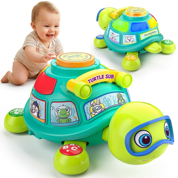 Juguete Tortuga Musical Gateadora Para Bebés Bilingüe Con Luces