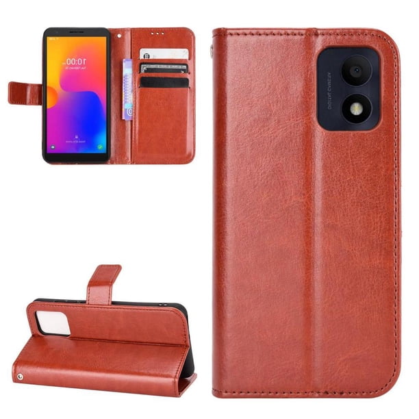 Funda tipo libro para Alcatel 1B 2022, cartera todo‑en‑uno, funda multifuncional con tarjetero y correa de muñeca desmontable