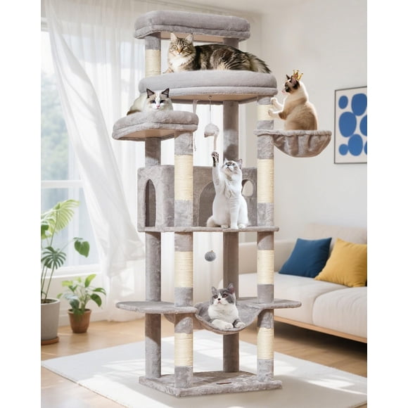 Árbol para gatos Taoqimiao de 180 cm para gatos grandes, 9 postes rascadores