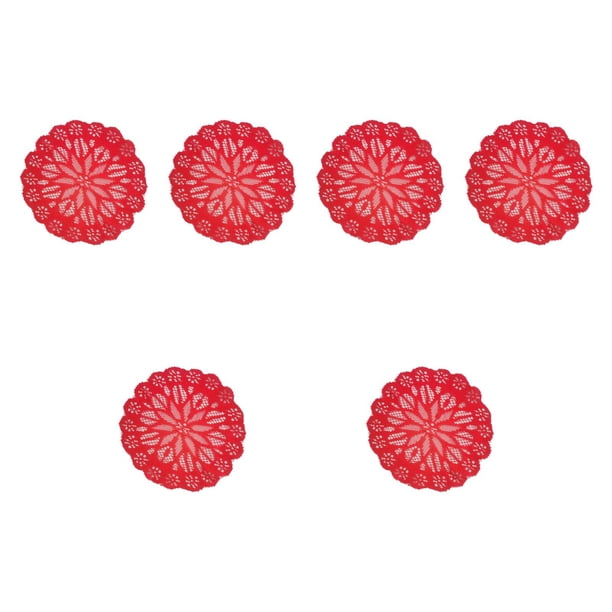 6 Manteles Individuales De Encaje Con Diseño Retro, Para Decoración Del Hogar, Restaurante, Color Rojo