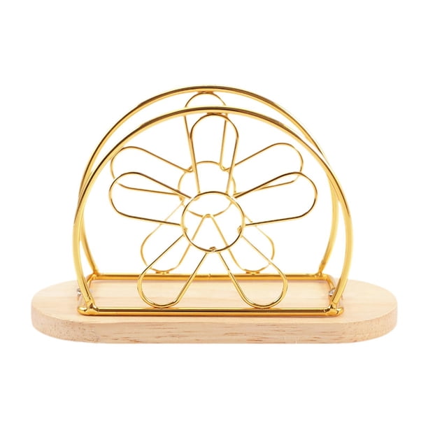 Servilletero vertical, organizador de archivos de documentos, decoración europea para el hogar, soporte de pañuelos para encimera, mesa de restaurante flor de oro