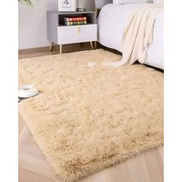 Teng Fei - Alfombra Peluda Suave 240 X 200 Cm Primera Calidad Beige