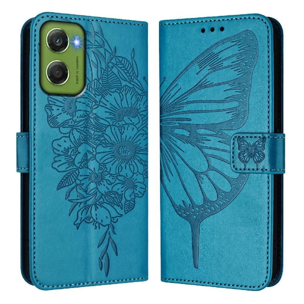 Funda cartera mariposa para Motorola Moto G06 con soporte y ranuras para tarjetas Azul