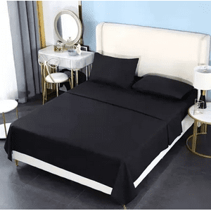 Genérico - Juego Sabana 200 Hilos 2 Plazas 4 Piezas Color Negro