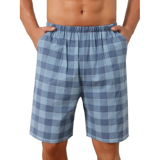 INSPIRE CHIC Pantalones de Dormir de Algodón para Hombre con Cintura Elástica Ligera y Bolsillos 28 Azul Oscuro