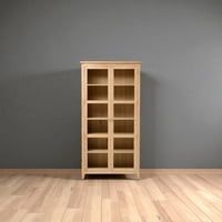 Arca Muebles - Vitrina Vintage De Madera Con Vidrios 90X35X190 Color Madera Natural