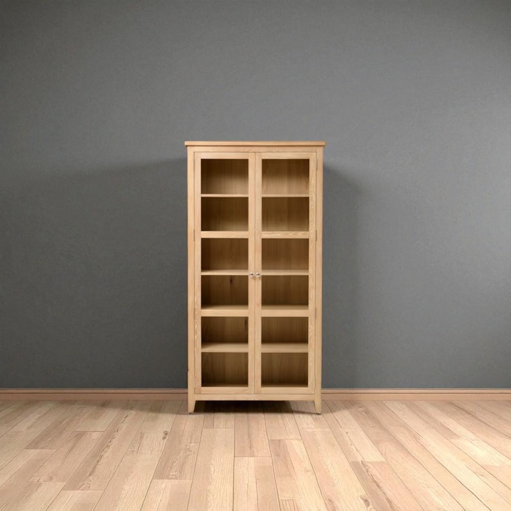 Arca Muebles - Vitrina Vintage De Madera Con Vidrios 90x35x190 Color Madera Natural