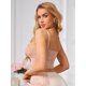 thumbnail image 3 of INSPIRE CHIC Camisola sin alambre de encaje con cuello en V para mujer, tirantes ajustables, sujetadores triangulares acolchados elegantes, beige mediano, 3 of 5