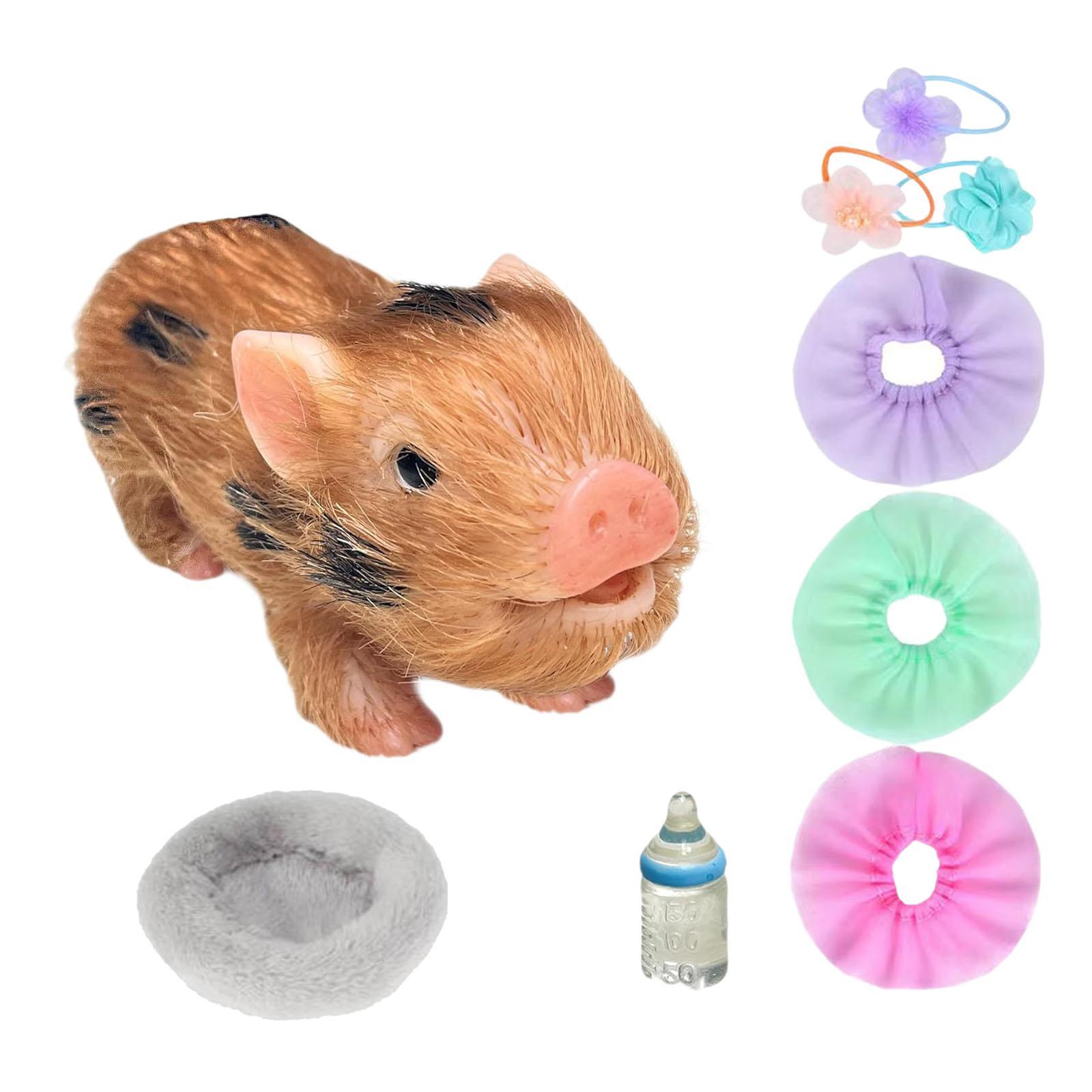 Magideal - Mini Cerdito Renacido Lindo Animal Muñeca De Cerdo Mini Muñeca De Silicona Bebé Cerdo Cuerpo Suave Muñeca De Cerdito Renacido Cerdo De Silicona Para J Marrón